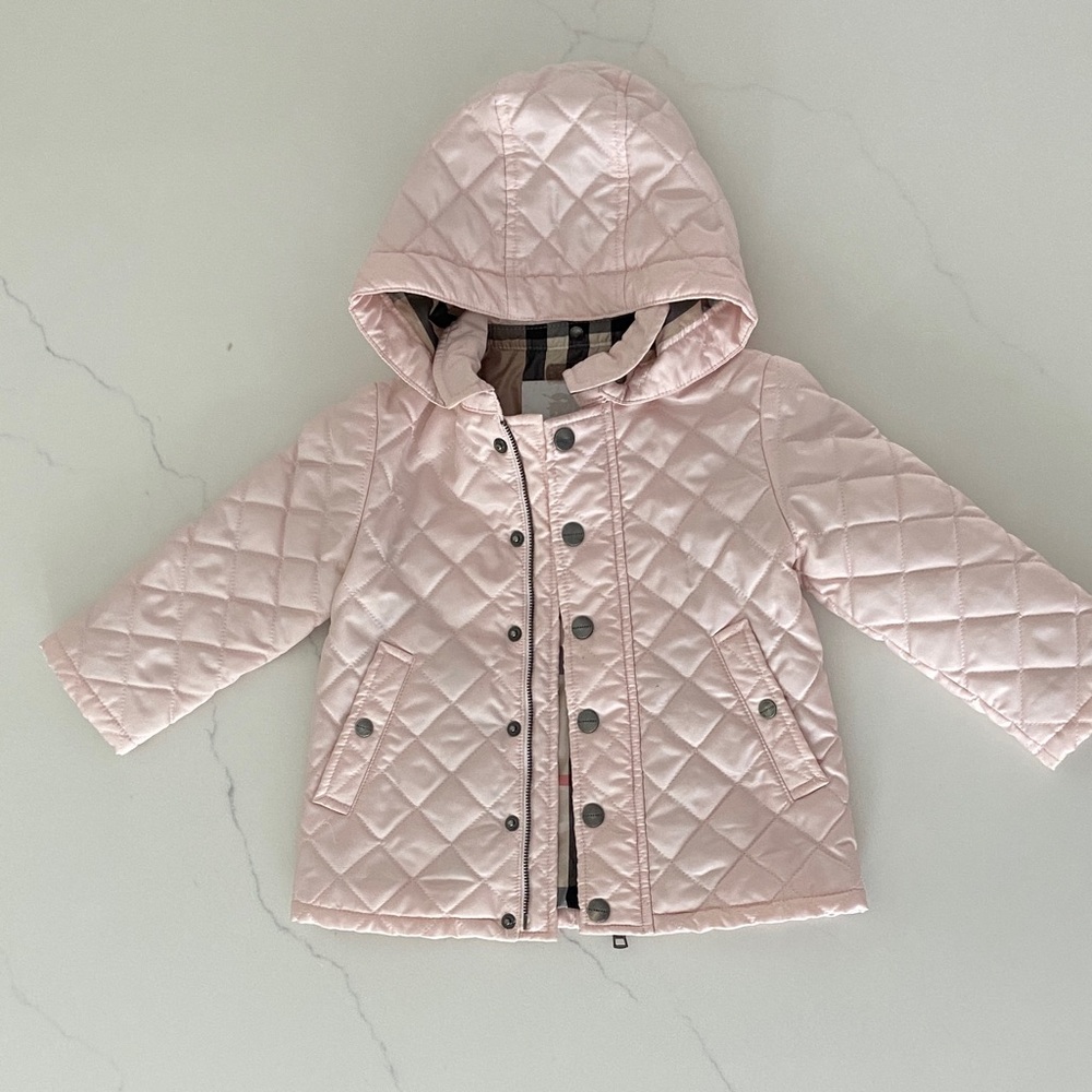 Burberry Kids Light Pink Quilted Puffer Coat